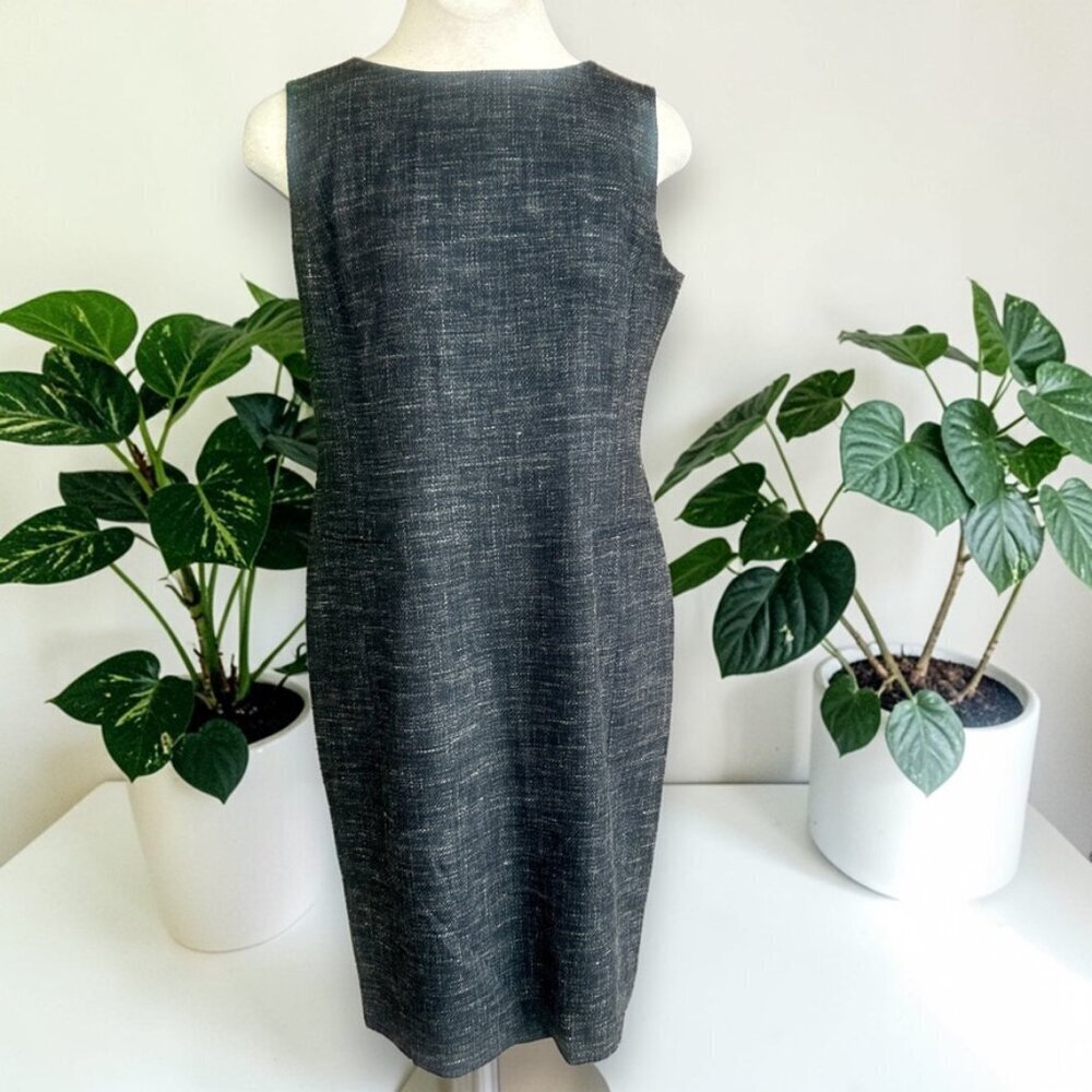 Classiques Entier Black Tweed Professional Sleeveless Wool Blend Sheath Dress